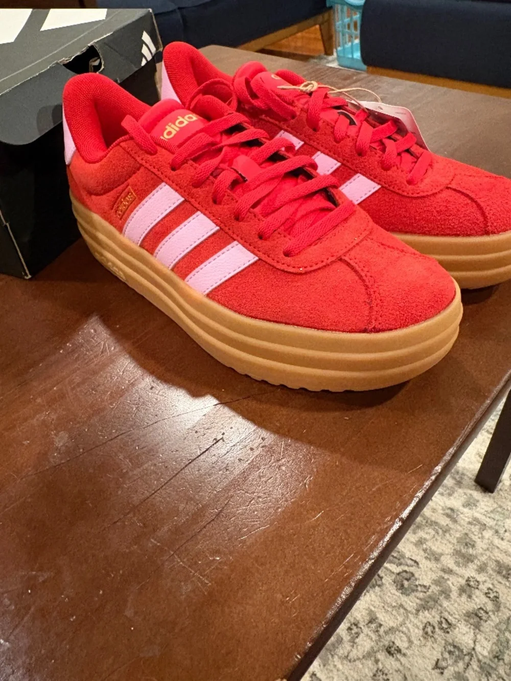 adidas VL Court Bold Platform Sneaker Women’s Red/Pink Size 6.5 New In Box